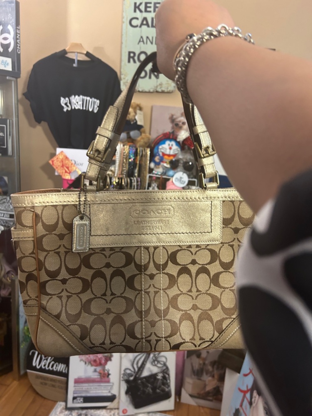 Suede Coach tote